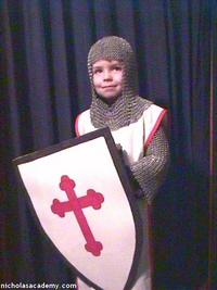 Alex with shield in maille armor coif