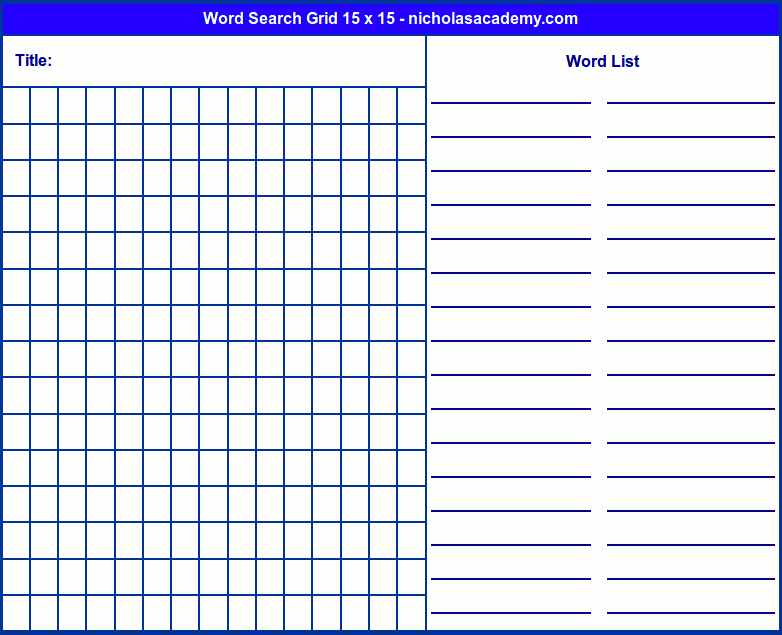 blank word search grid 15x15